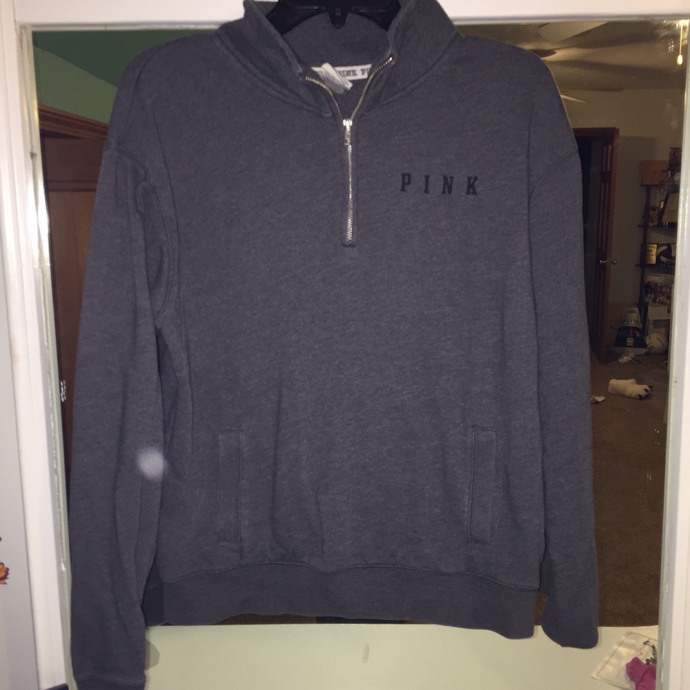 Pink heather grey quarter zip pullover